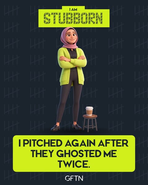 A stubborn 3D character. I pitched again after they ghosted me twice.